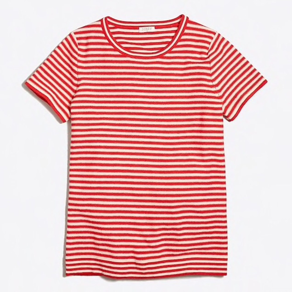 Jcrew Factory Short Sleeve Red Striped Sweater M